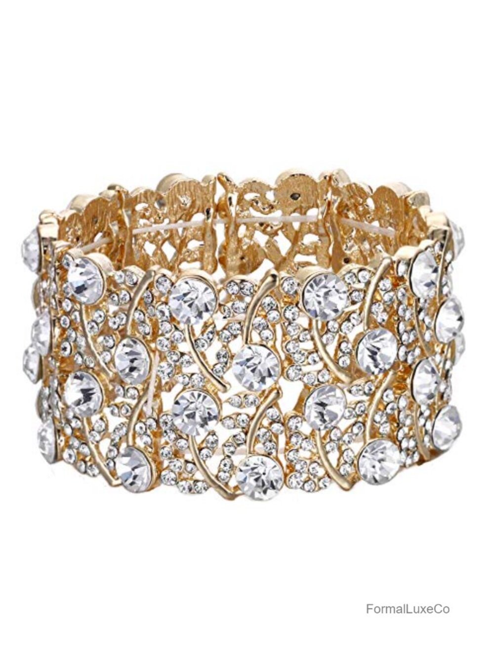 Crystal Cluster Tennis Stretch Bracelet Wedding Bridesmaid Party Jewelry